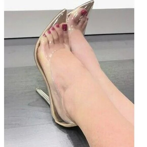 Glass Doll Transparent Clear Pointed Toe Stiletto High Heel Pumps women size 8 - Picture 1 of 8